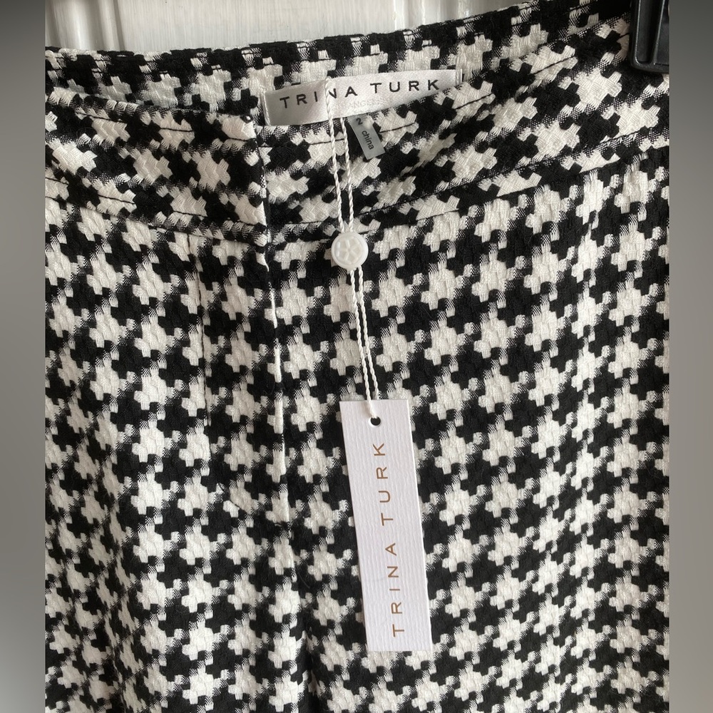 Trina Turk Willis 2 Houndstooth Wide-Leg Pants Size 2 - Picture 6 of 6